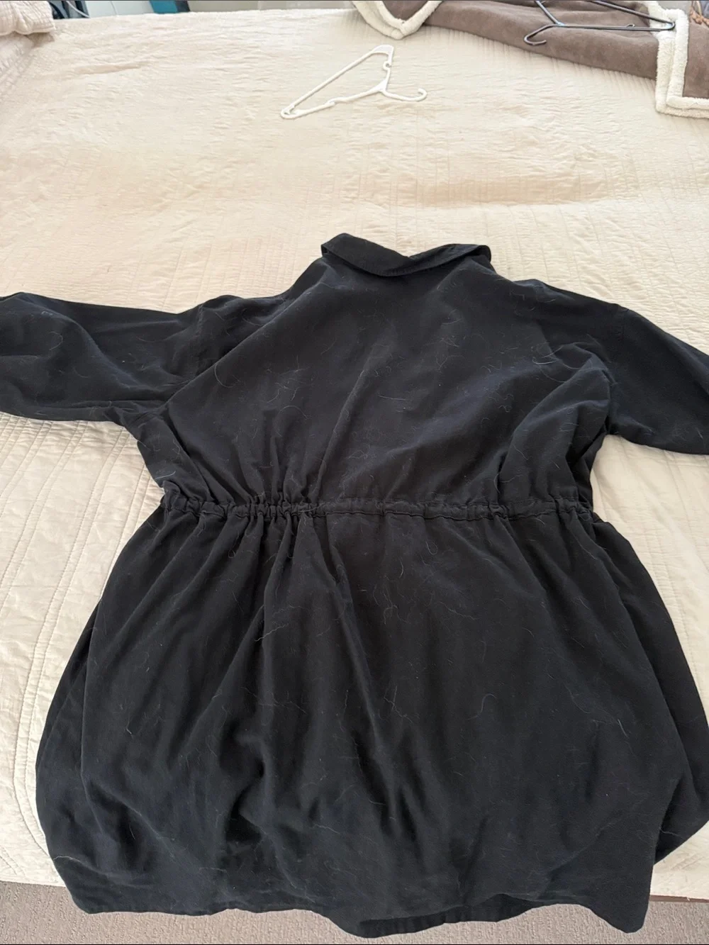 J. Crew Navy Zip-Front Drawcord Shirt Mini Dress